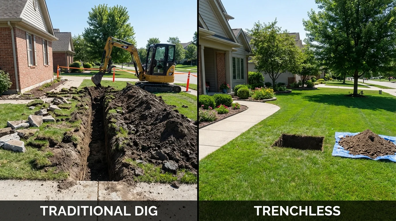 Trenchless sewer repair with minimal yard damage versus traditional excavation in Sebring, FL